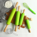 Children Design Silicone Rolling Pin with Wooden Handles